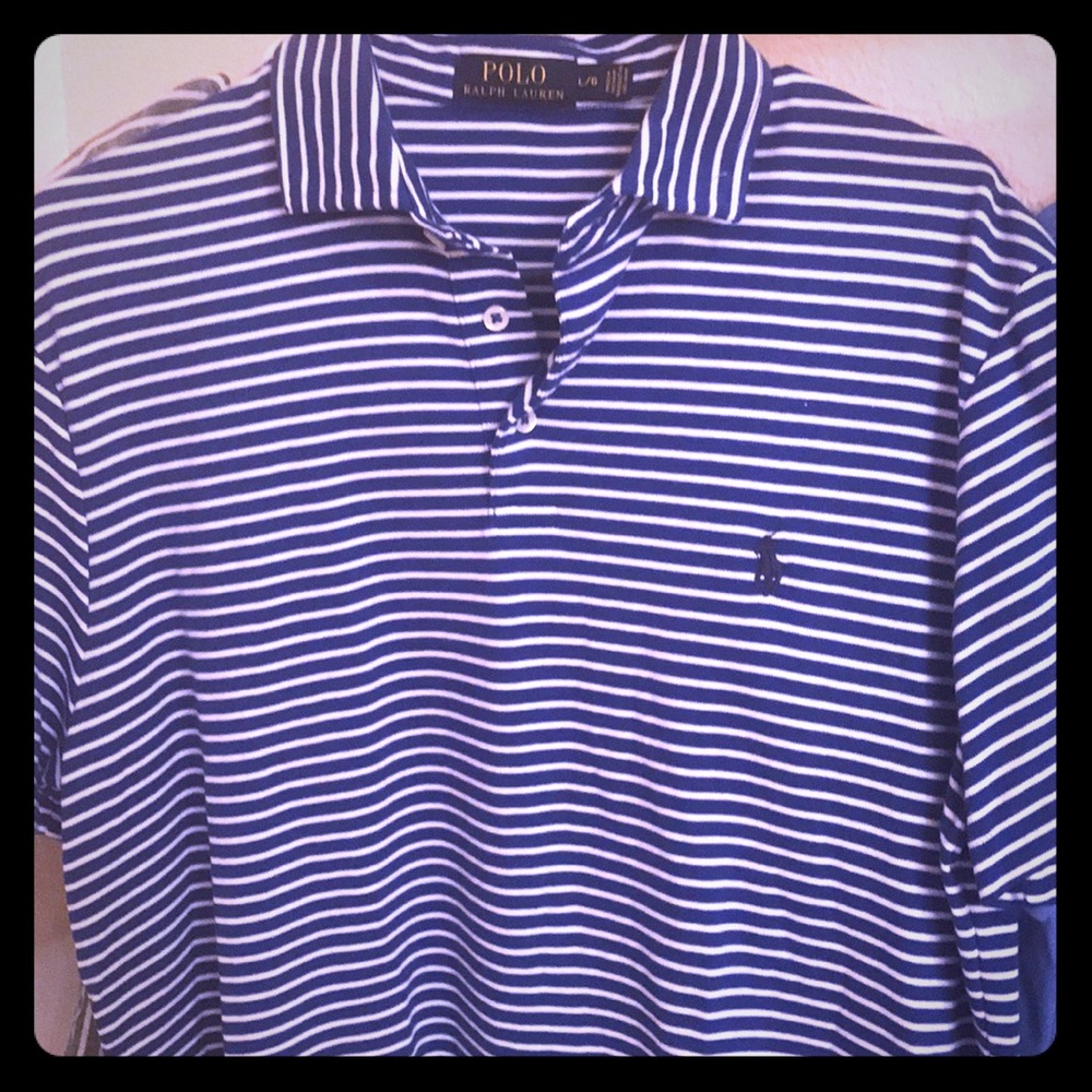 Polo by RL nice navy striped polo EUC